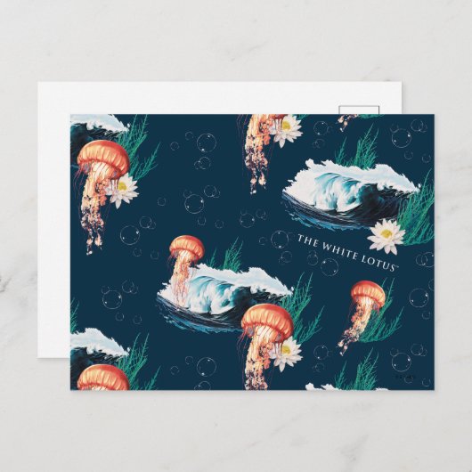 Het witte Lotus Ocean Jellyfish patroon Briefkaart (Voorkant / Achterkant)