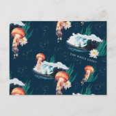 Het witte Lotus Ocean Jellyfish patroon Briefkaart (Voorkant)