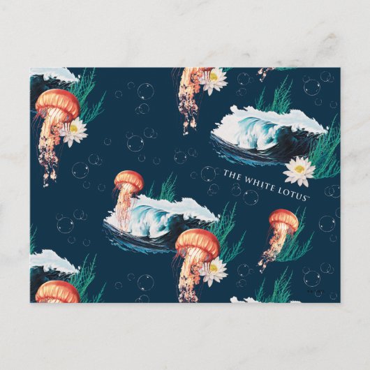 Het witte Lotus Ocean Jellyfish patroon Briefkaart (Voorkant)