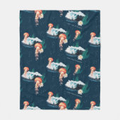 Het witte Lotus Ocean Jellyfish patroon Fleece Deken (Voorkant)