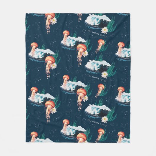Het witte Lotus Ocean Jellyfish patroon Fleece Deken (Voorkant)