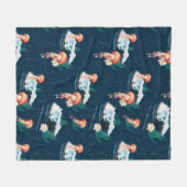 Het witte Lotus Ocean Jellyfish patroon Fleece Deken (Voorkant (Horizontaal))