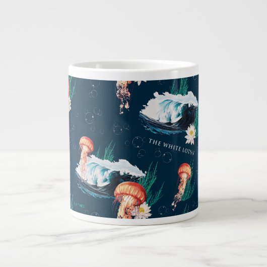 Het witte Lotus Ocean Jellyfish patroon Grote Koffiekop (Voorkant)