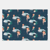 Het witte Lotus Ocean Jellyfish patroon Inpakpapier Vel (Voorkant 2)