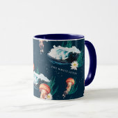 Het witte Lotus Ocean Jellyfish patroon Mok (Voorkant rechts)