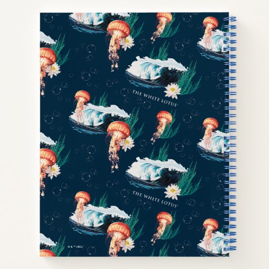 Het witte Lotus Ocean Jellyfish patroon Notitieboek (Achterkant)