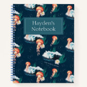 Het witte Lotus Ocean Jellyfish patroon Notitieboek (Voorkant)