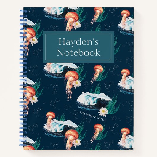 Het witte Lotus Ocean Jellyfish patroon Notitieboek (Voorkant)