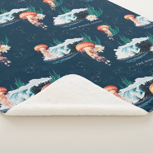 Het witte Lotus Ocean Jellyfish patroon Sherpa Deken (3/4)