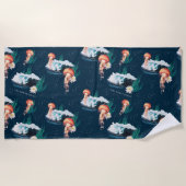 Het witte Lotus Ocean Jellyfish patroon Strandlaken (Voorkant)