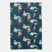 Het witte Lotus Ocean Jellyfish patroon Theedoek (Verticaal)