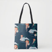 Het witte Lotus Ocean Jellyfish patroon Tote Bag (Voorkant)
