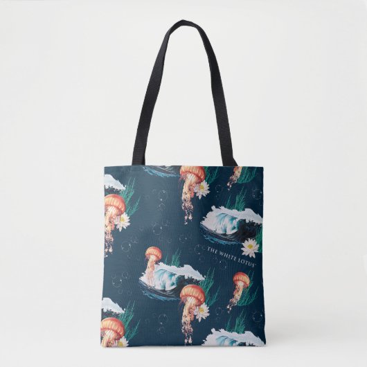 Het witte Lotus Ocean Jellyfish patroon Tote Bag (Voorkant)