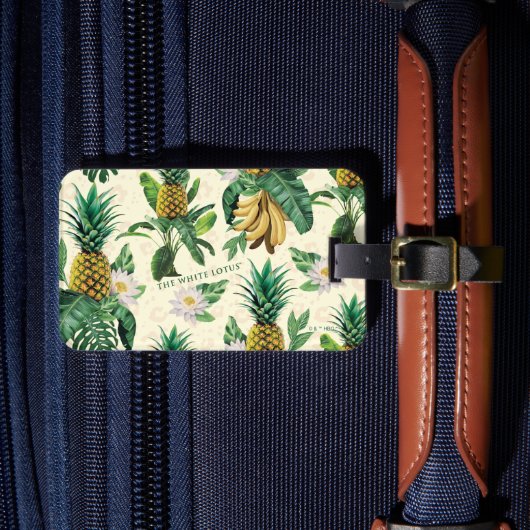 Het witte Lotus Pineapple Paradise-patroon Bagagelabel (Voorkant Insitu 4)