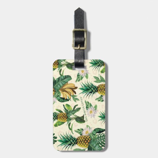 Het witte Lotus Pineapple Paradise-patroon Bagagelabel (Voorkant verticaal)