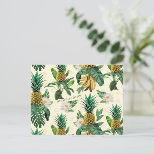 Het witte Lotus Pineapple Paradise-patroon Briefkaart (Staand voorkant)