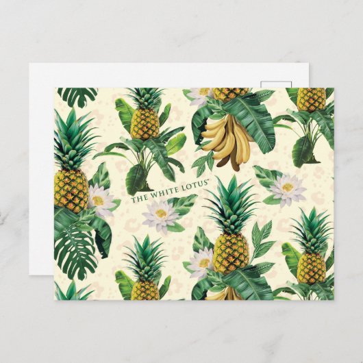Het witte Lotus Pineapple Paradise-patroon Briefkaart (Voorkant / Achterkant)