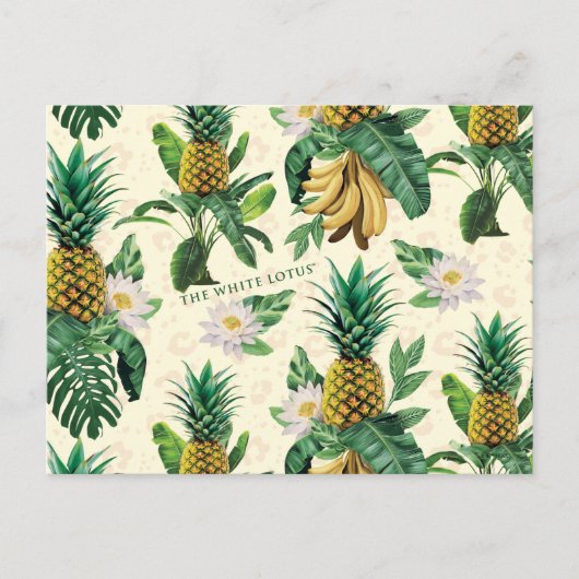 Het witte Lotus Pineapple Paradise-patroon Briefkaart (Voorkant)