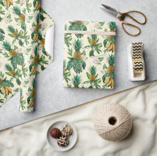 Het witte Lotus Pineapple Paradise-patroon Cadeaupapier