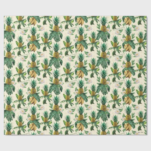 Het witte Lotus Pineapple Paradise-patroon Cadeaupapier (Vlak)