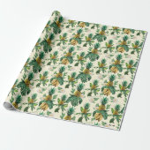 Het witte Lotus Pineapple Paradise-patroon Cadeaupapier (Uitgerold)