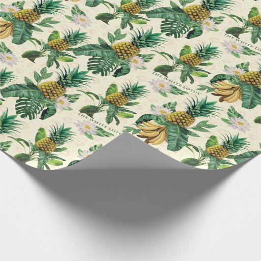 Het witte Lotus Pineapple Paradise-patroon Cadeaupapier (Hoek)