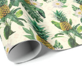 Het witte Lotus Pineapple Paradise-patroon Cadeaupapier (Rol Hoek)