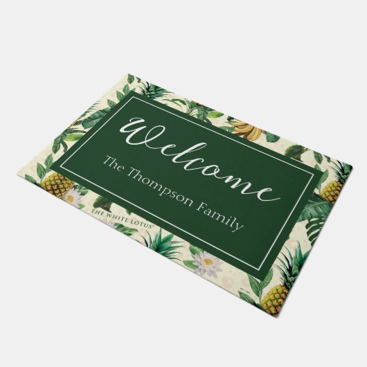 Het witte Lotus Pineapple Paradise-patroon Deurmat (Schuin)