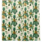 Het witte Lotus Pineapple Paradise-patroon Douchegordijn (Voorkant)