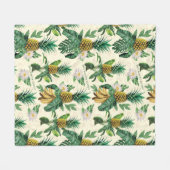 Het witte Lotus Pineapple Paradise-patroon Fleece Deken (Voorkant (Horizontaal))