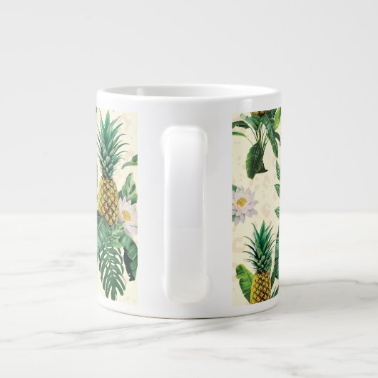 Het witte Lotus Pineapple Paradise-patroon Grote Koffiekop (Achterkant)