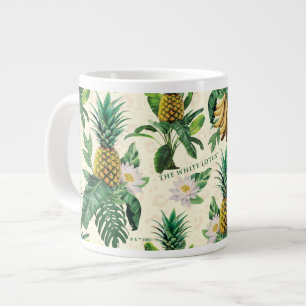 Het witte Lotus Pineapple Paradise-patroon Grote Koffiekop