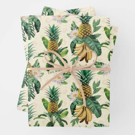 Het witte Lotus Pineapple Paradise-patroon Inpakpapier Vel (In situ)