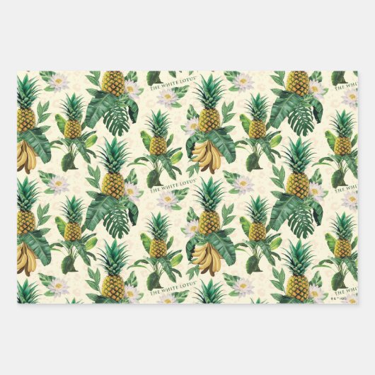 Het witte Lotus Pineapple Paradise-patroon Inpakpapier Vel (Voorkant)