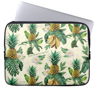 Het witte Lotus Pineapple Paradise-patroon Laptop Sleeve