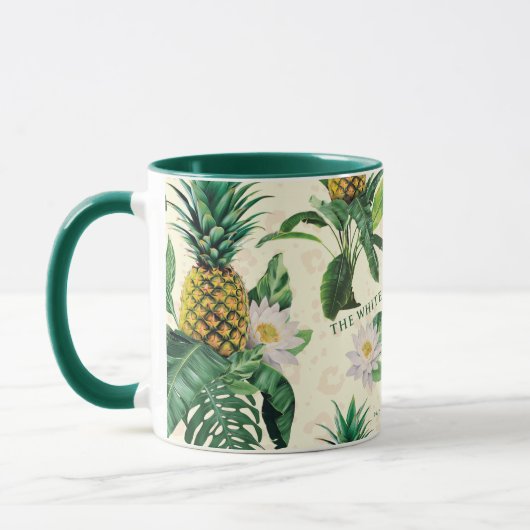 Het witte Lotus Pineapple Paradise-patroon Mok (Links)