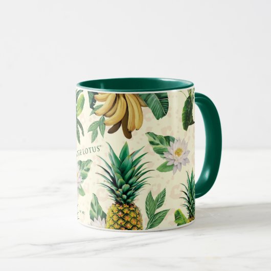 Het witte Lotus Pineapple Paradise-patroon Mok (Voorkant rechts)