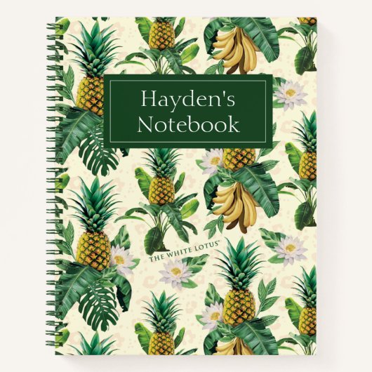 Het witte Lotus Pineapple Paradise-patroon Notitieboek (Voorkant)