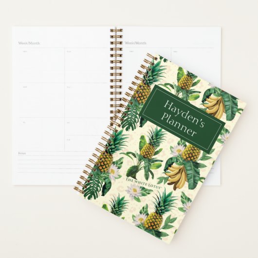 Het witte Lotus Pineapple Paradise-patroon Planner (Display)