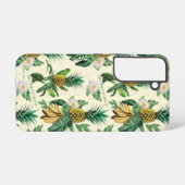 Het witte Lotus Pineapple Paradise-patroon Samsung Galaxy Hoesje (Achterkant horizontaal)