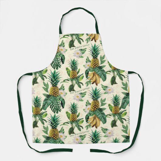 Het witte Lotus Pineapple Paradise-patroon Schort (Voorkant)