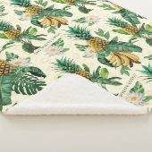 Het witte Lotus Pineapple Paradise-patroon Sherpa Deken (3/4)
