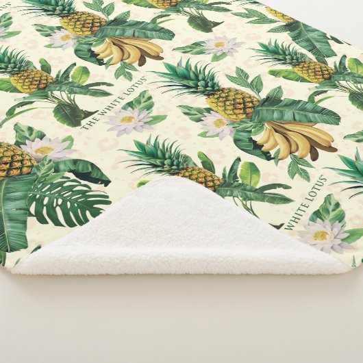 Het witte Lotus Pineapple Paradise-patroon Sherpa Deken (3/4)