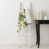 Het witte Lotus Pineapple Paradise-patroon Sherpa Deken (In situ)