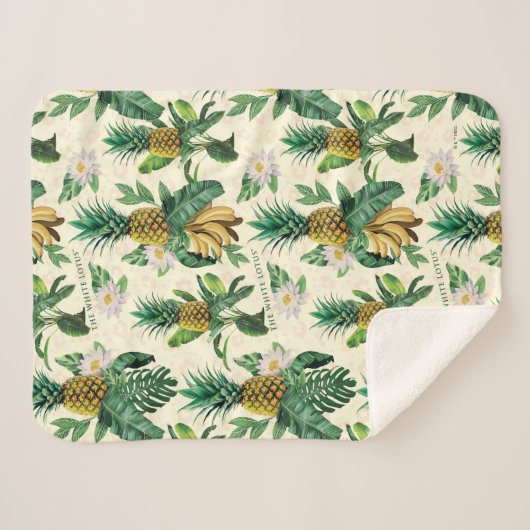 Het witte Lotus Pineapple Paradise-patroon Sherpa Deken (Voorkant (horizontaal))