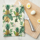 Het witte Lotus Pineapple Paradise-patroon Theedoek (Quarter Fold)