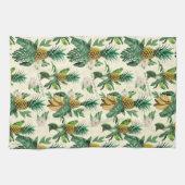 Het witte Lotus Pineapple Paradise-patroon Theedoek (Horizontaal)