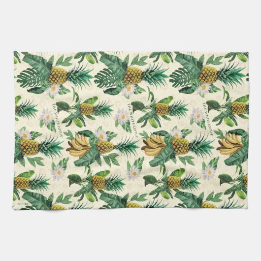 Het witte Lotus Pineapple Paradise-patroon Theedoek (Horizontaal)