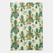 Het witte Lotus Pineapple Paradise-patroon Theedoek (Verticaal)