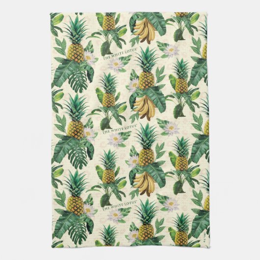 Het witte Lotus Pineapple Paradise-patroon Theedoek (Verticaal)